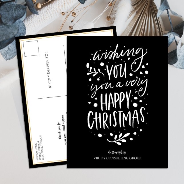 Cartão Postal De Festividades Desejo-Lhe Feliz Natal, Black Script Business (Criador carregado)