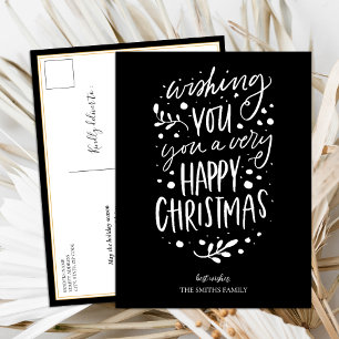 Cartão Postal De Festividades Desejo-Lhe Feliz Natal - Não Foto de Script Preto