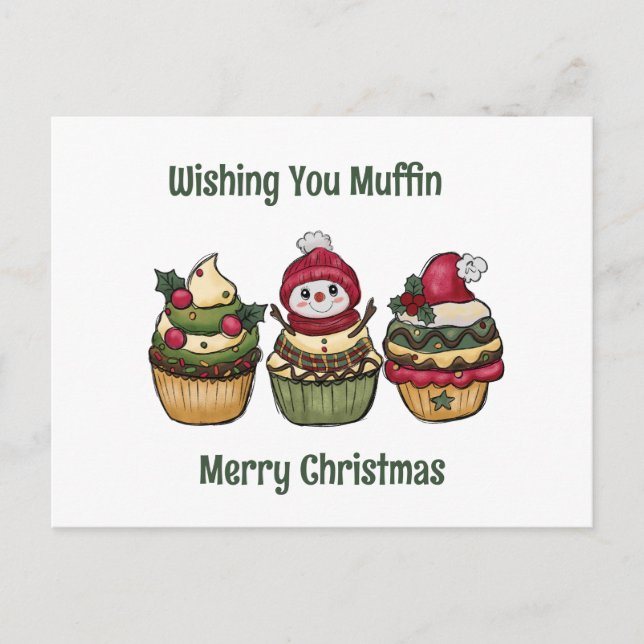 Cartão Postal De Festividades Desejo-lhe muffin Feliz Natal (Frente)
