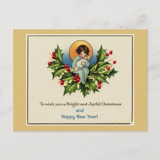 Cartão Postal De Festividades Desejo-lhe um Amarelo de Natal brilhante e alegre (Frente)