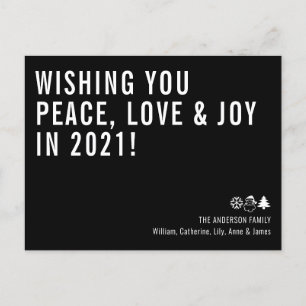 Cartão Postal De Festividades Desejo Paz Ame Joy 2021 Ano Novo Negro