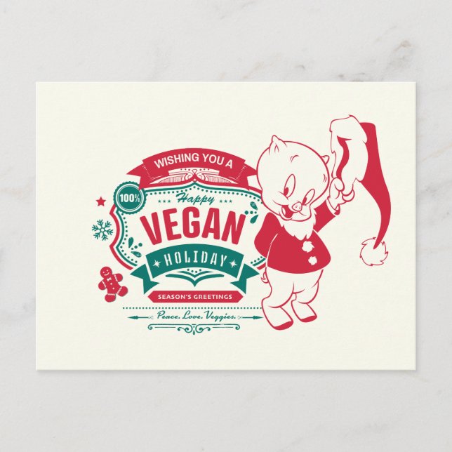 Cartão Postal De Festividades Desejo-Te Um Feliz Feriado De Vegan (Frente)