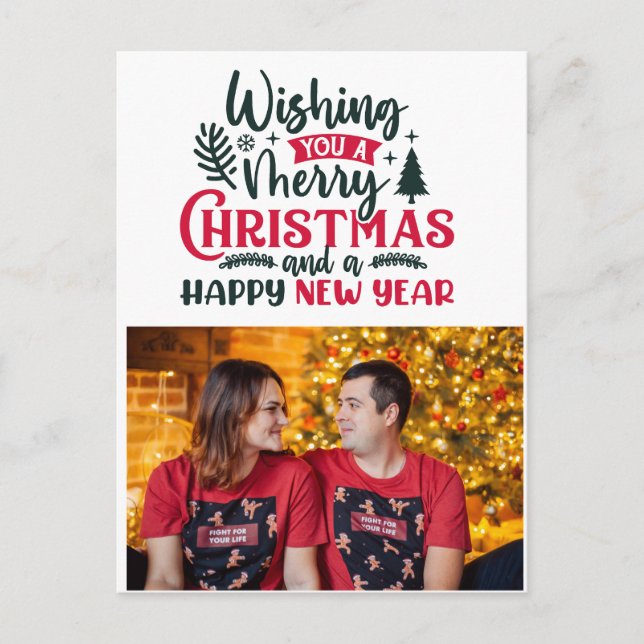 Cartão Postal De Festividades Desejo-Te Um Feliz Natal E Feliz ano novo (Frente)