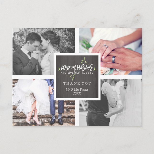 Cartão Postal De Festividades Desejos calorosos Beijos de Natal | Agradeço Visgo (Frente)