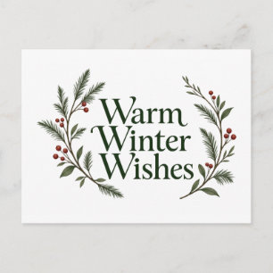 Cartão Postal De Festividades Desejos de Inverno Quente Natal Ramificações de Fr