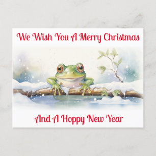 Cartão Postal De Festividades Desejos do Ano Novo do sapo Hoppy