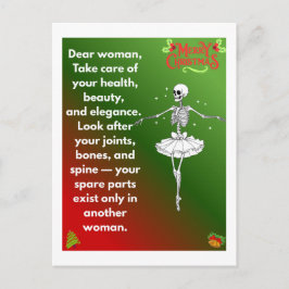 Cartão Postal De Festividades Desejos engraçados de Natal para esqueleto feminin