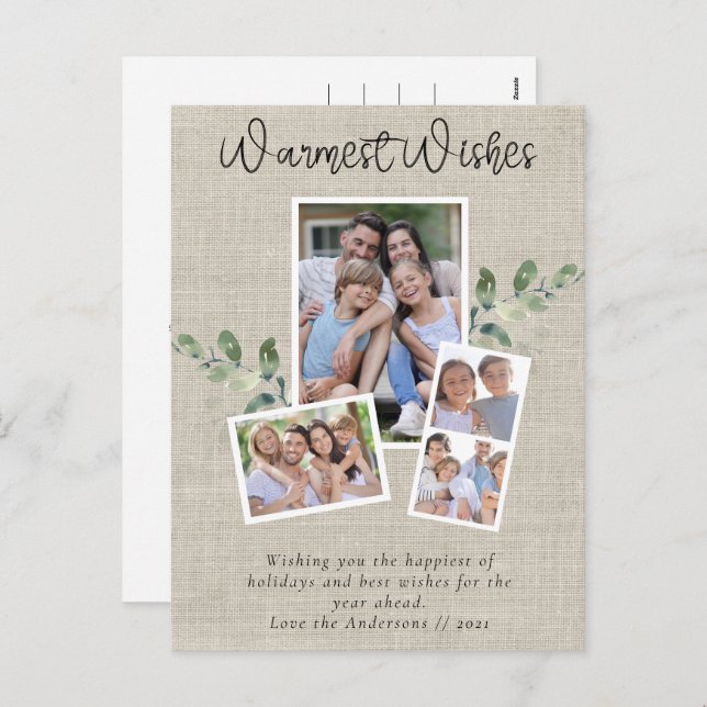 Cartão Postal De Festividades Desejos Mais Quentes Colagem de Fotos de Eucalipto (Frente/Verso)