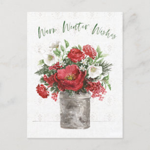 Cartão Postal De Festividades Desejos Quentes de Inverno