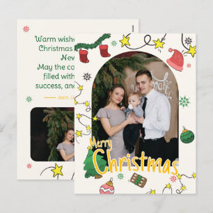 Cartão Postal De Festividades Desenhar cartão de Natal da família Foto Saudação