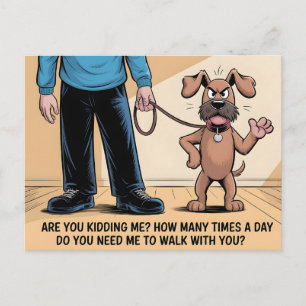 Cartão Postal De Festividades Desenho animado engraçado de cachorro mal-humorado