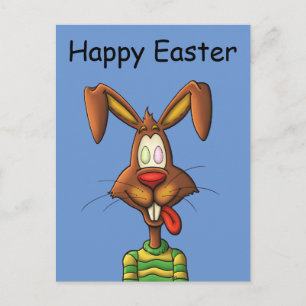 Cartão Postal De Festividades desenho animado engraçado do coelho da Páscoa com