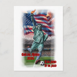 Cartão Postal De Festividades Desenho Colorido da Estátua da Liberdade em um
