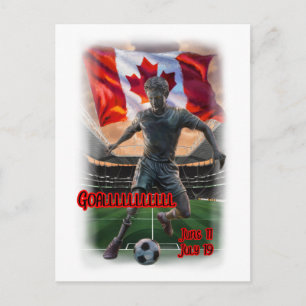 Cartão Postal De Festividades Desenho Colorido sobre uma Celebração de Futebol e
