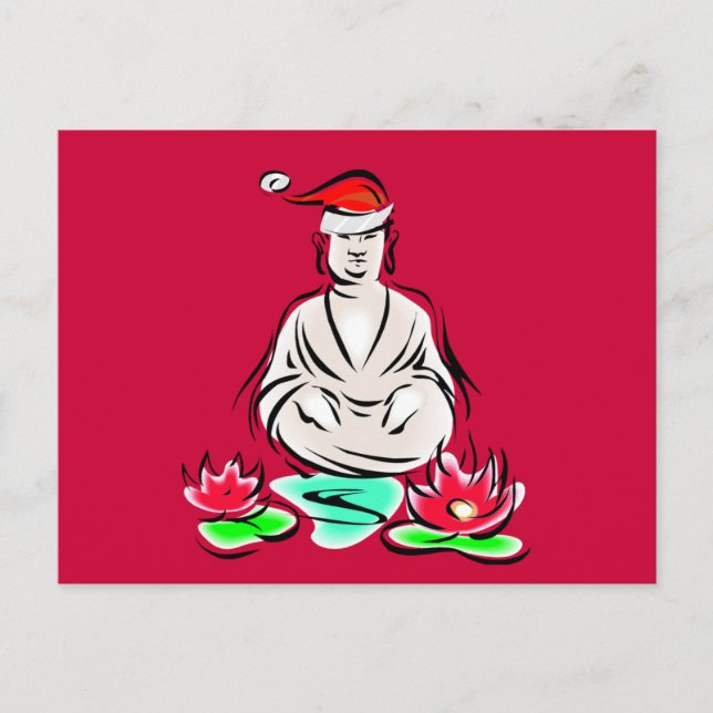 Cartão Postal De Festividades Desenho de Buddha do Natal (Frente)
