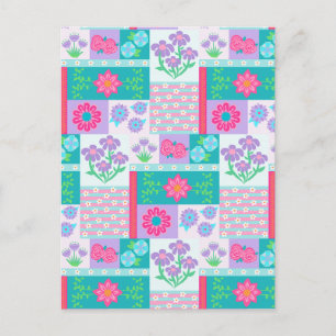 Cartão Postal De Festividades Desenho de Flores Vibrantes em Flor