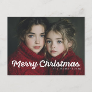 Cartão Postal De Festividades Desenho de Natal Alegre Rústico Chic