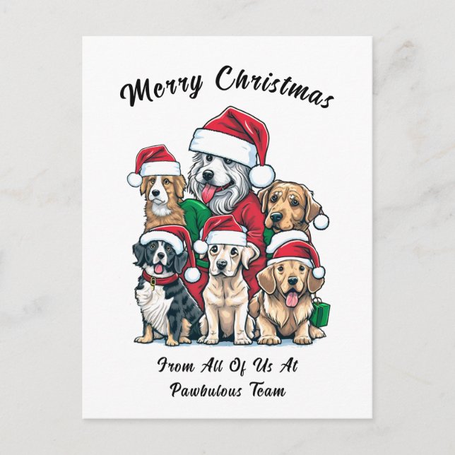 Cartão Postal De Festividades Desenho de Natal para Cachorro Bonito (Frente)