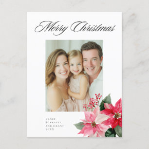 Cartão Postal De Festividades Desenho de Poinsettia de Natal em Aquarela