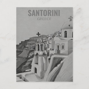 Cartão Postal De Festividades Desenho do Lápis da Grécia Santorini