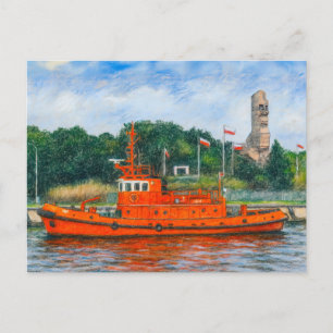 Cartão Postal De Festividades Desenho pastel da memória de guerra de Westerplatt