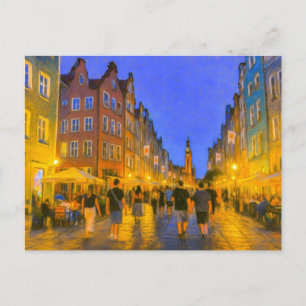 Cartão Postal De Festividades Desenho pastel da vista do portão da cidade de Dan