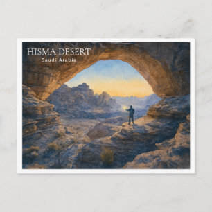 Cartão Postal De Festividades Deserto Hisma Arábia Saudita Aquarela Viagem