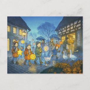 Cartão Postal De Festividades Desfile de Lanterna para o Dia da Rua Martins