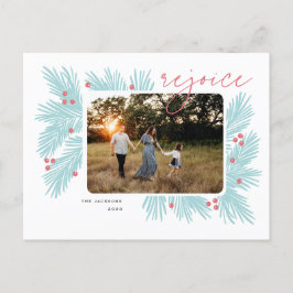 Cartão Postal De Festividades Desfrute dos ramos e bagas das árvores de Natal