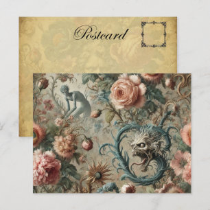 Cartão Postal De Festividades Desgraça habitável - Design Floral Gótico Vitorian