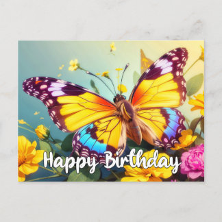 Cartão Postal De Festividades Design de borboleta Abstrato brilhante e vibrante