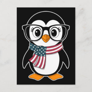 Cartão Postal De Festividades Design de desenho animado emocional de pinguim fof