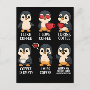 Cartão Postal De Festividades Design de desenho animado emocional de pinguim fof