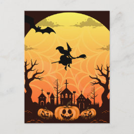 Cartão Postal De Festividades Design de Dia das Bruxas Negro Spooky - Mínimo Mod
