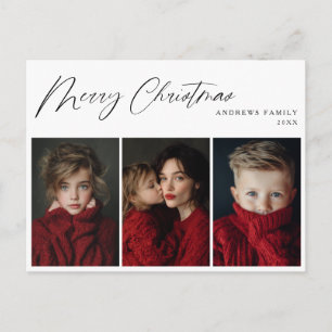 Cartão Postal De Festividades Design de Férias de Natal com Três Fotos