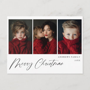 Cartão Postal De Festividades Design de Férias de Natal com três fotos