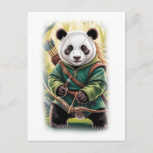 Cartão Postal De Festividades Design de Filme de Panda Engraçado em Branco