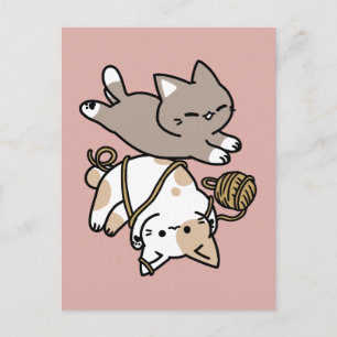 Cartão Postal De Festividades Design de Gatos Divertidos e Fofos – Arte Divertid