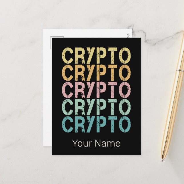 Cartão Postal De Festividades Design De Letra Retro De Criptomoeda (Frente/Verso In Situ)