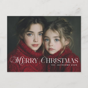 Cartão Postal De Festividades Design de Natal Alegre Chic Grafado