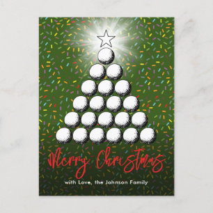 Cartão Postal De Festividades Design de Natal da Família de Golfe