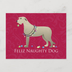 Cartão Postal De Festividades Design de Natal do Wolfhound irlandês