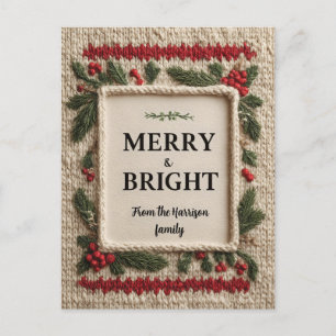 Cartão Postal De Festividades Design de Natal "Feliz e Brilho"