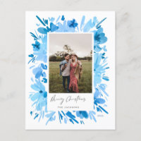 design de Natal floral azul abstrato feliz