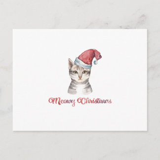 Cartão Postal De Festividades Design de Natal meowy para amantes de gato