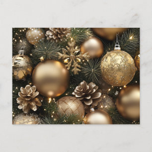 Cartão Postal De Festividades Design de Natal Ouro & Glamour