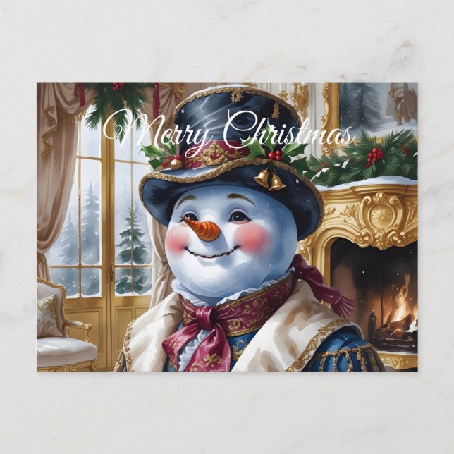 Cartão Postal De Festividades Design de Natal Vitoriano Snowman (Frente)