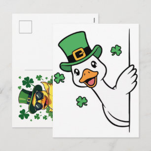 Cartão Postal De Festividades Design Divertido de Ganso Sortudo para o Dia de Sã