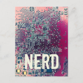 Cartão Postal De Festividades Design do nerd do circuito vermelho