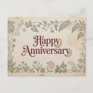 Cartão Postal De Festividades Design Elegante Vintage "Feliz Aniversário"